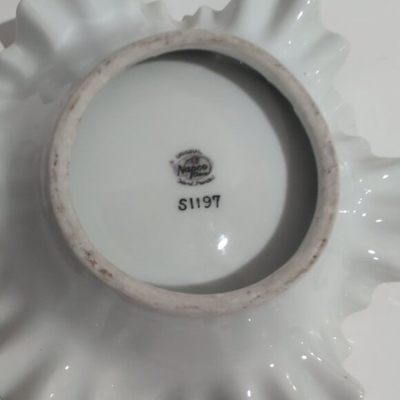 Vintage Napco China Hand-painted Dish With Scalloped Edges #S1197 Floral Design - Picture 3 of 4